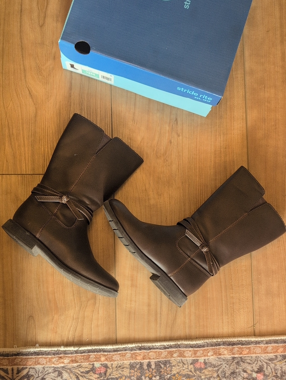Last Chance: 13 Stride Rite Brown Girls Tall Boots with Knot Detail - Picture 6 of 7